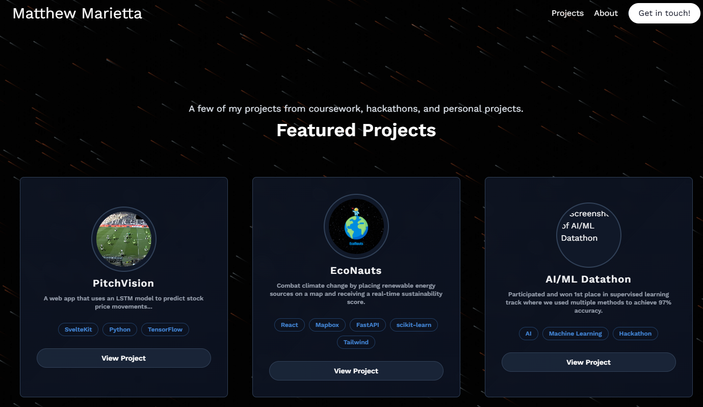 Screenshot of Portfolio Website